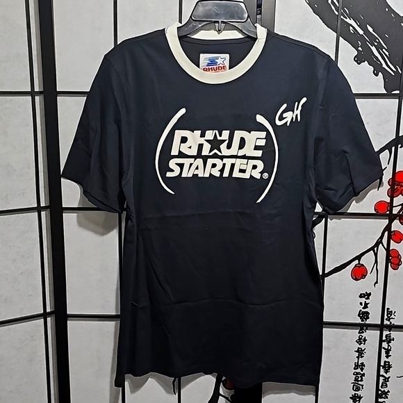 Rhude x Starter Black White Tee Shirt NWT Large - Picture 1 of 7